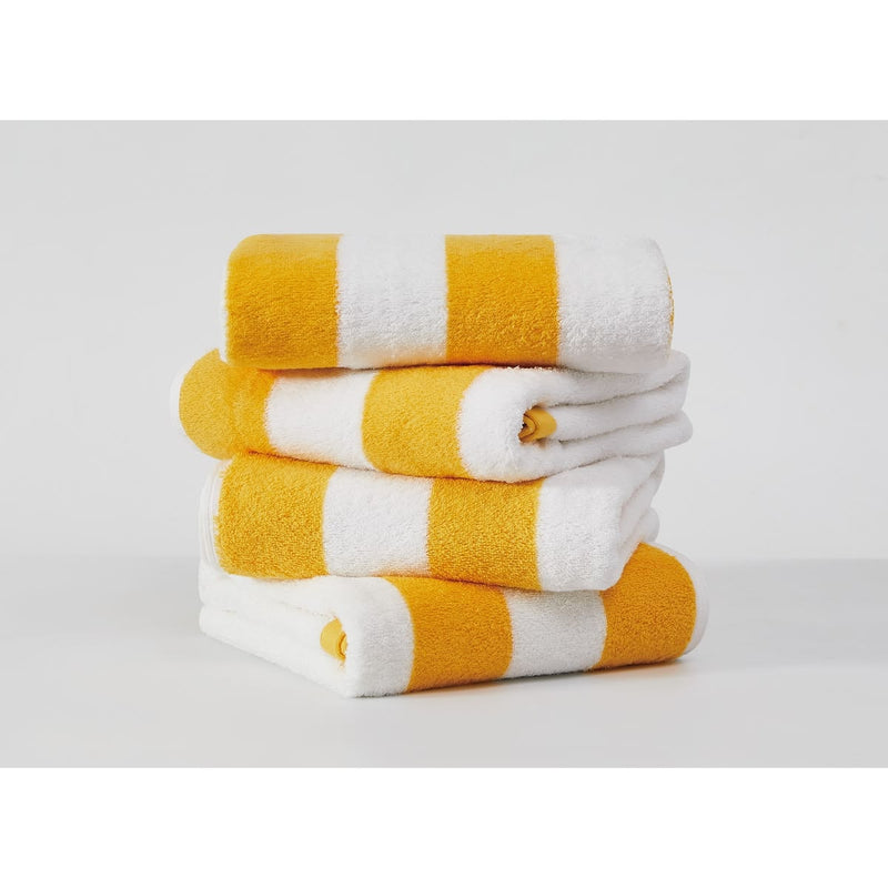 24-Pack 100% Ring Spun Cotton Yellow Cabana Stripe Beach Towels 30x60 Inches