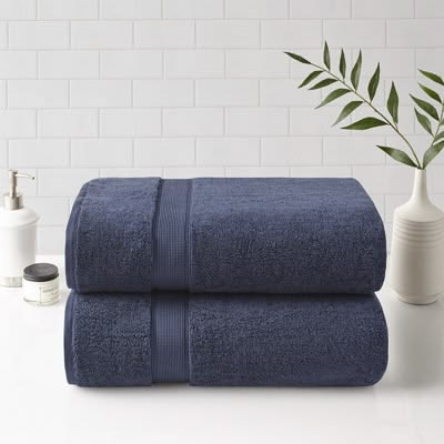 8-Pack 100% Ring Spun Cotton Blue Jumbo Bath Sheets 35x70 Inches 600 GSM