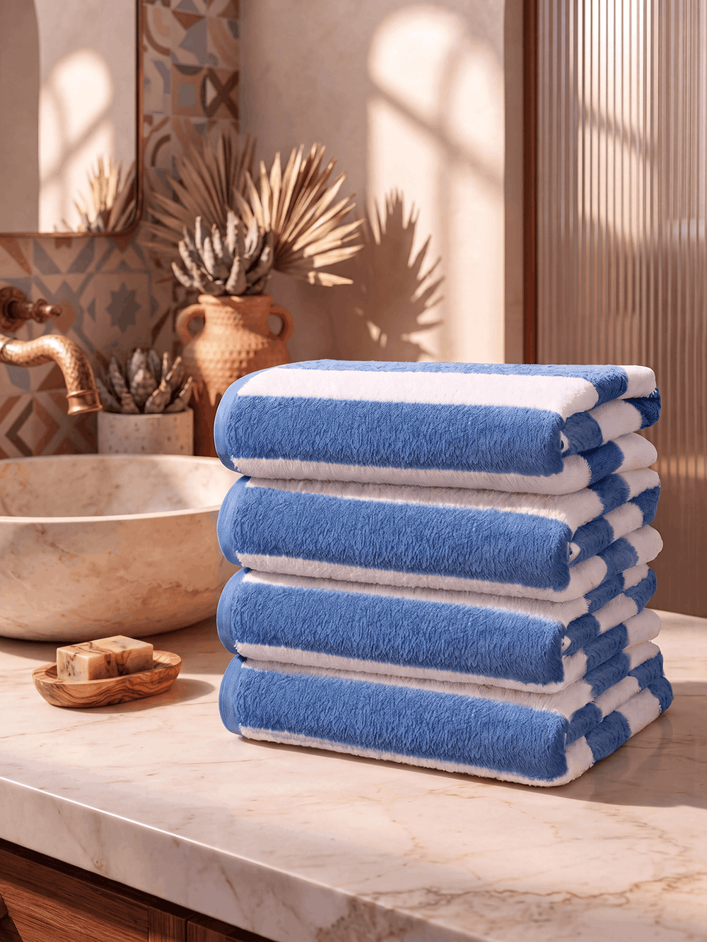 Blue Cabana Stripe Beach Towel